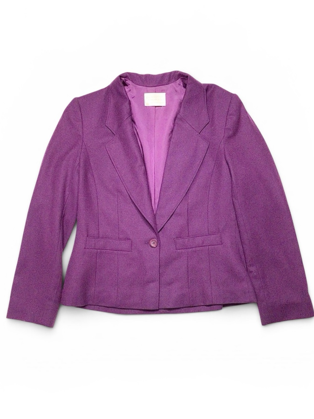 Pendleton Vintage 100% Virgin Wool Purple Single Button Blazer Jacket Size 8